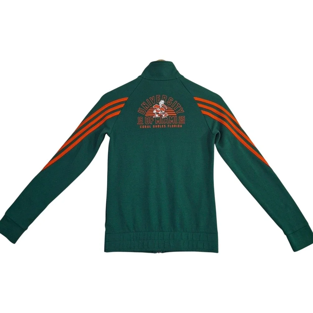Adidas University of Miami Hurricanes Track Jacket Green Orange Womens XS Zip